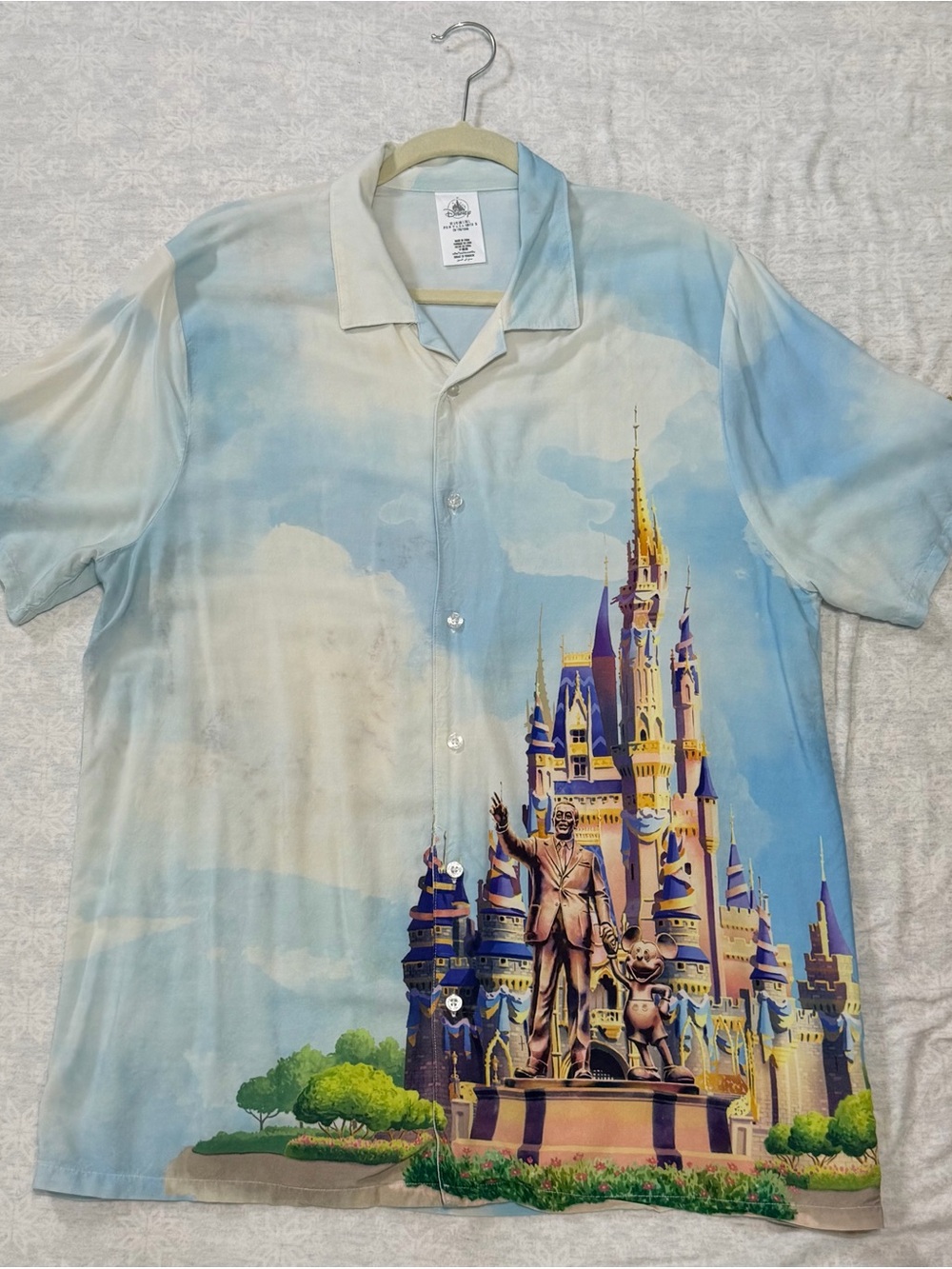 Disney World 50th Anniversary Walt Mickey Castle Shirt Men L Button Up Partners
